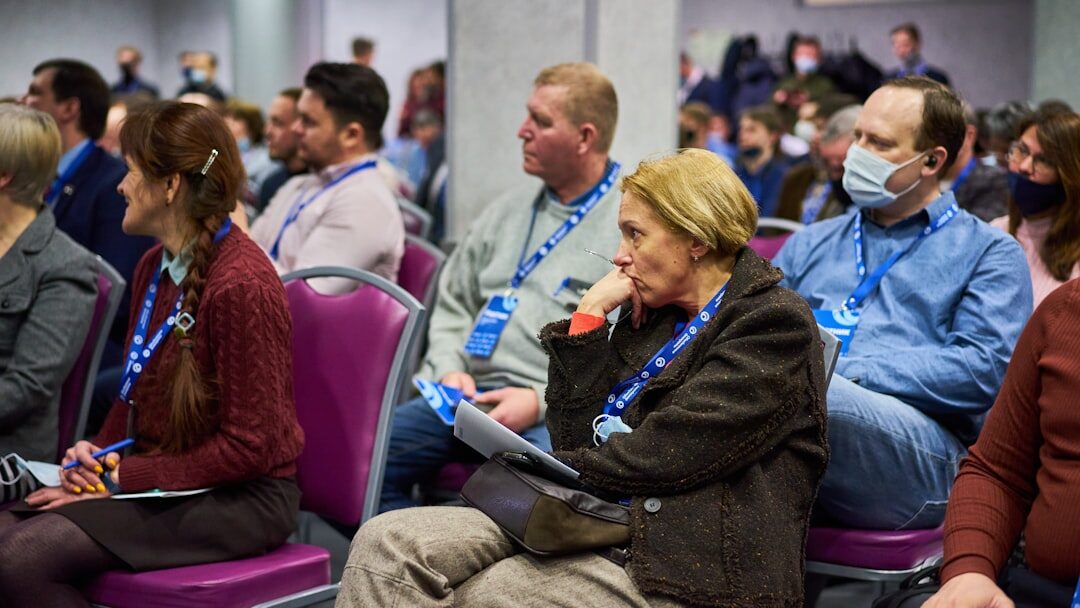 Group of media professionals at a journalism conference